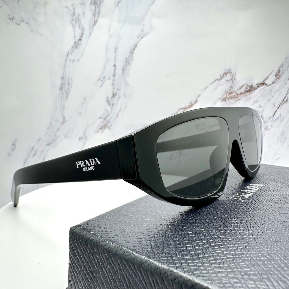 New PRADA Sunglasses Black Gray Lens 57-13-140 Authentic Prada - Picture 11 of 16